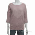 Ladies' 5G jacquard knitted sweater, 3/4 sleeves, made of 100% acrylic, heart of 100% polyester